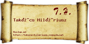 Takács Hiláriusz névjegykártya